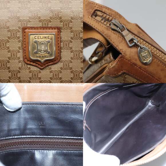 CELINE Macadam Canvas Shoulder Bag Pvc Beige Gold - Picture 11 of 13